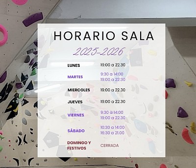 HORARIOS ENTRADA LIBRE SALA 25/26