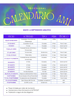 CALENDARIO DE ACTIVIDADES PROVISIONAL ADULTOS 2026