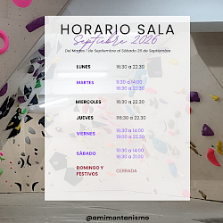 HORARIO ESPECIAL DE SEPTIEMBRE 2026