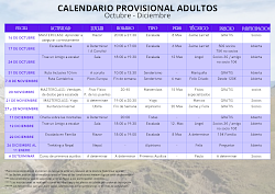 CALENDARIO PROVISIONAL DE ACTIVIDADES | ADULTOS AMI
