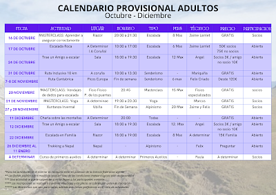 CALENDARIO PROVISIONAL DE ACTIVIDADES | ADULTOS AMI CALENDARIO PROVISIONAL DE ACTIVIDADES | ADULTOS AMI